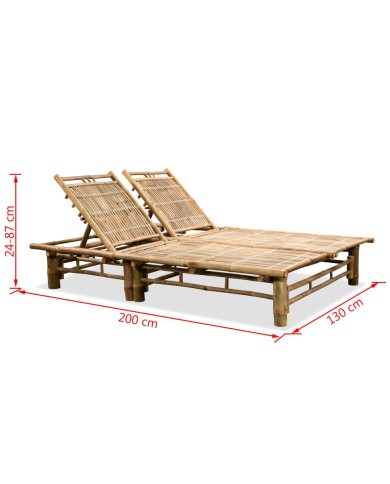 Chaise longue pour 2 personnes Bambou