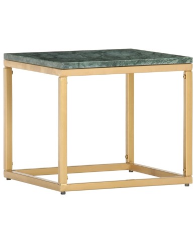 Table basse Vert 40x40x35 cm Pierre véritable et texture marbre