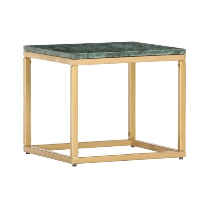 Table basse Vert 40x40x35 cm Pierre véritable et texture marbre