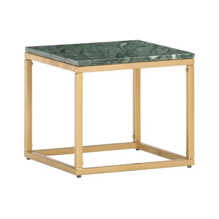 Table basse Vert 40x40x35 cm Pierre véritable et texture marbre