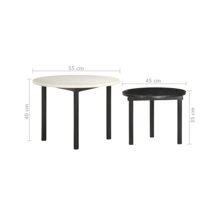 Tables basses 2 pcs Noir et blanc