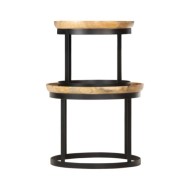 Tables d'appoint rondes 2 pcs Bois de manguier solide et acier