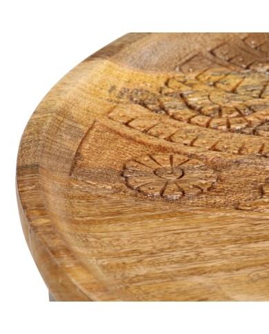 Tables d'appoint rondes 2 pcs Bois de manguier solide et acier