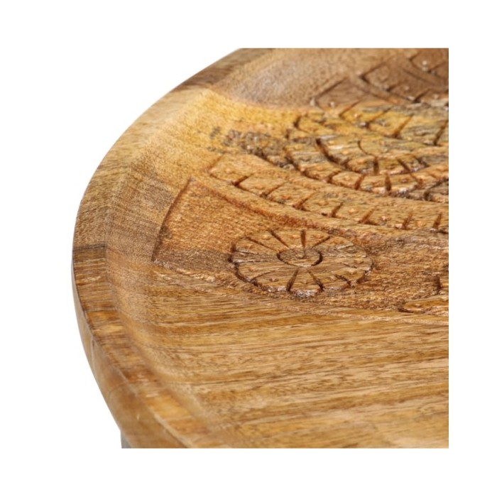 Tables d'appoint rondes 2 pcs Bois de manguier solide et acier