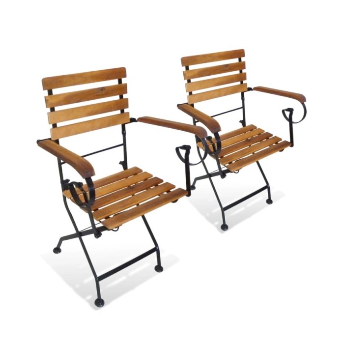 Chaises pliables de jardin 2 pcs Acier et bois d'acacia solide