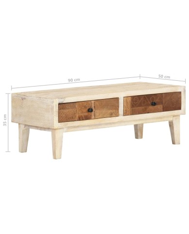 Table basse 90 x 50 x 35 cm Bois de récupération massif