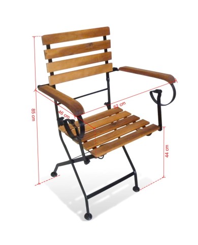 Chaises pliables de jardin 2 pcs Acier et bois d'acacia solide