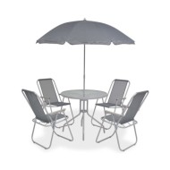 Mobilier à dîner d'extérieur 6 pcs Acier et textilène Gris