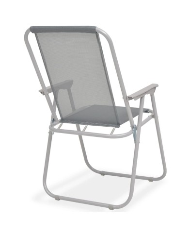 Mobilier à dîner d'extérieur 6 pcs Acier et textilène Gris