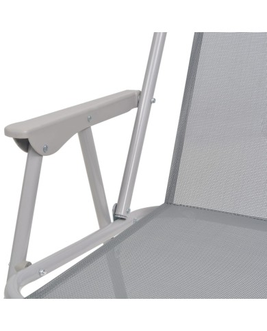 Mobilier à dîner d'extérieur 6 pcs Acier et textilène Gris