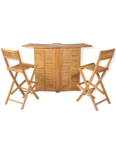Mobilier de bistro 3pcs et chaises pliables Bois de teck solide