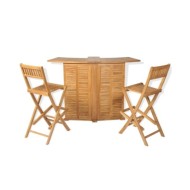 Mobilier de bistro 3pcs et chaises pliables Bois de teck solide