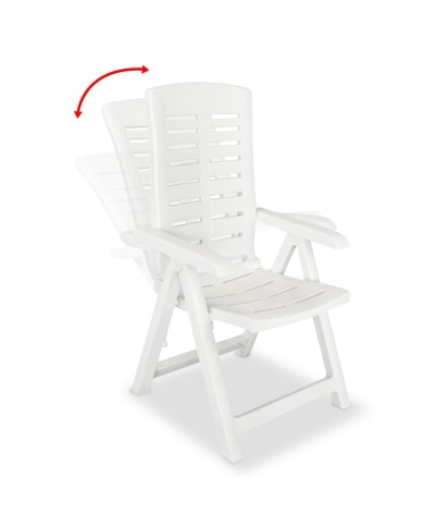 2 pcs Chaises inclinables de jardin Plastique Blanc