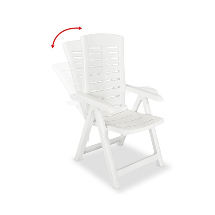 2 pcs Chaises inclinables de jardin Plastique Blanc