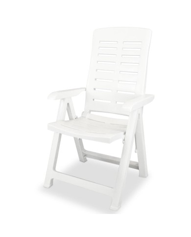 2 pcs Chaises inclinables de jardin Plastique Blanc