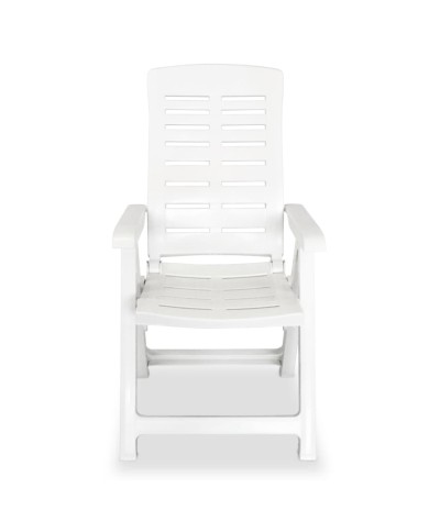 2 pcs Chaises inclinables de jardin Plastique Blanc