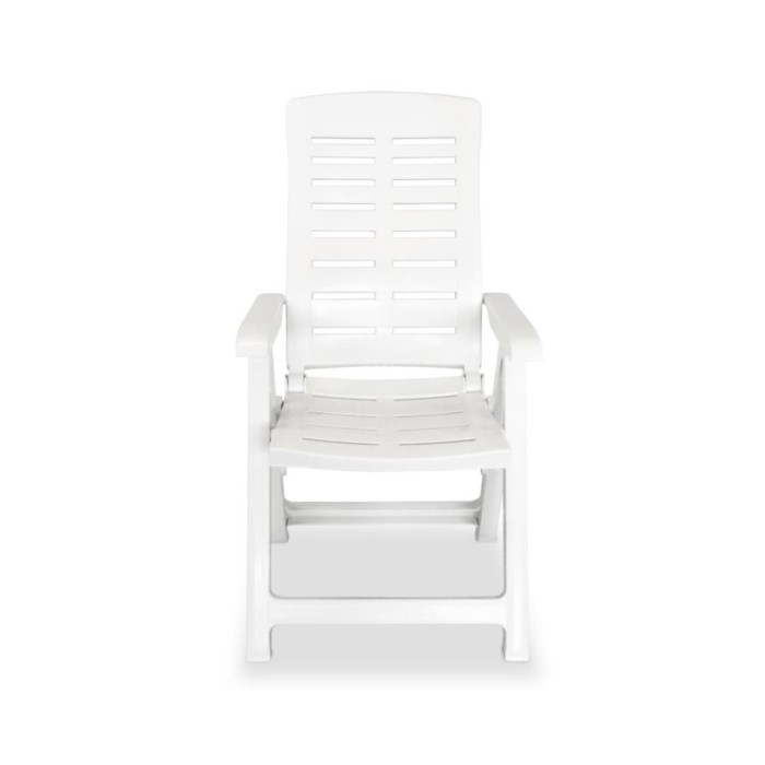 2 pcs Chaises inclinables de jardin Plastique Blanc