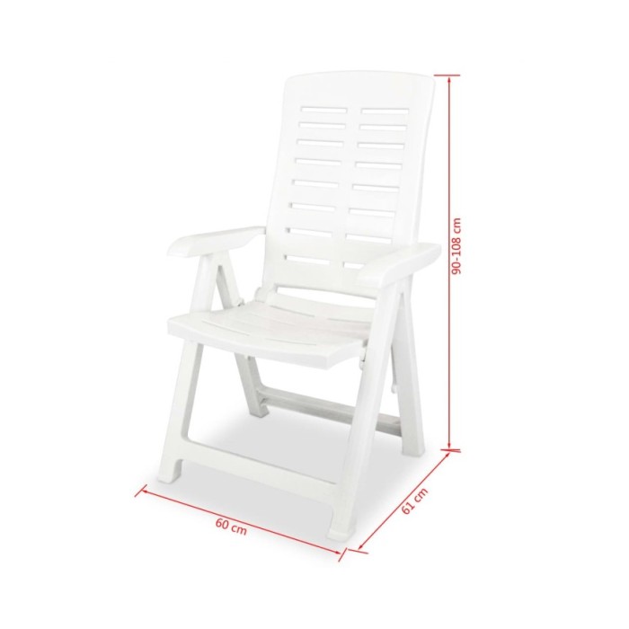 2 pcs Chaises inclinables de jardin Plastique Blanc