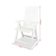 2 pcs Chaises inclinables de jardin Plastique Blanc