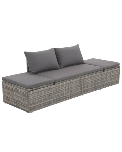 Lit de jardin Gris 195x60 cm Résine tressée