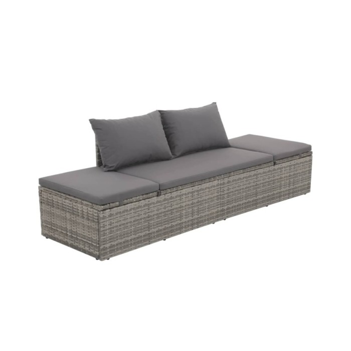 Lit de jardin Gris 195x60 cm Résine tressée
