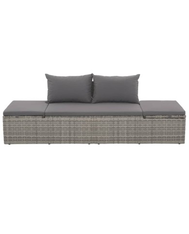 Lit de jardin Gris 195x60 cm Résine tressée