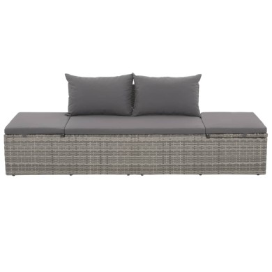Lit de jardin Gris 195x60 cm Résine tressée