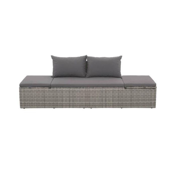 Lit de jardin Gris 195x60 cm Résine tressée