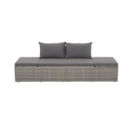 Lit de jardin Gris 195x60 cm Résine tressée