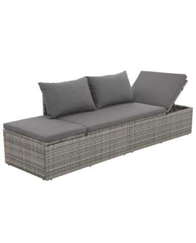 Lit de jardin Gris 195x60 cm Résine tressée