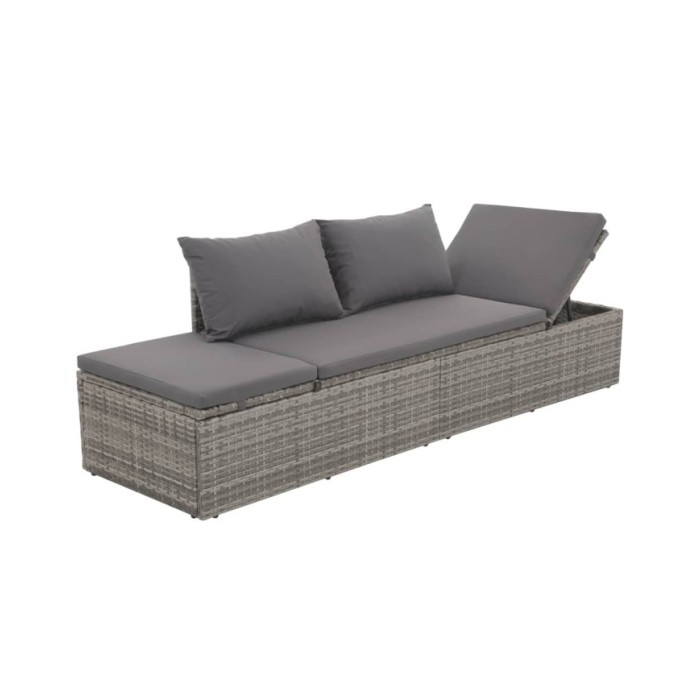 Lit de jardin Gris 195x60 cm Résine tressée