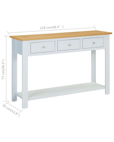 Table console 118x35x77 cm Bois de chêne massif