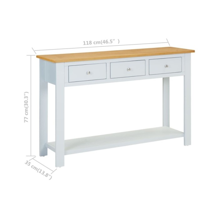 Table console 118x35x77 cm Bois de chêne massif