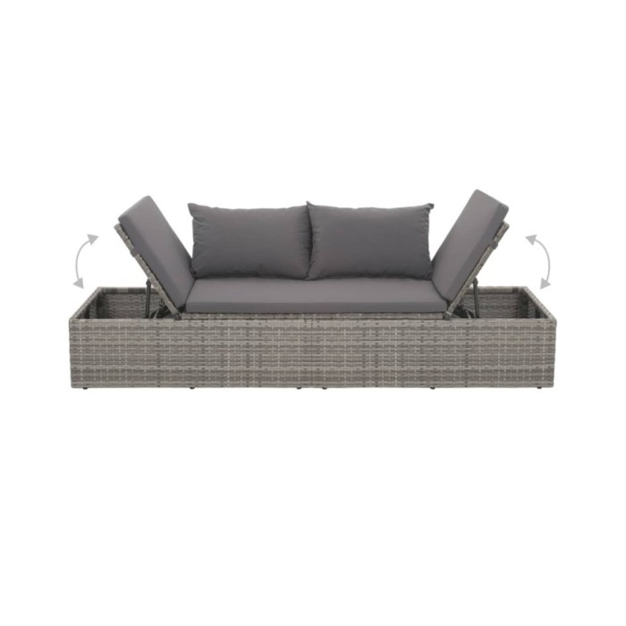 Lit de jardin Gris 195x60 cm Résine tressée