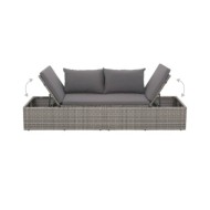 Lit de jardin Gris 195x60 cm Résine tressée