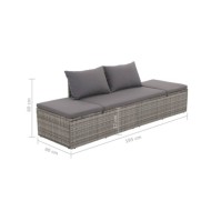 Lit de jardin Gris 195x60 cm Résine tressée