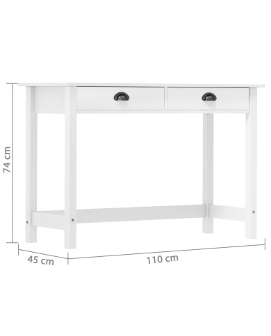Table console Hill Range avec 2 tiroirs 110x45x74 cm Pin solide