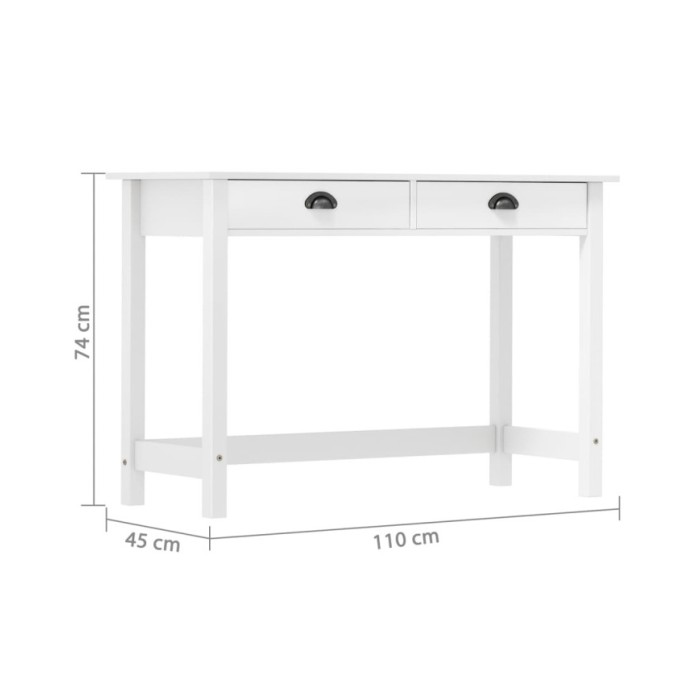 Table console Hill Range avec 2 tiroirs 110x45x74 cm Pin solide