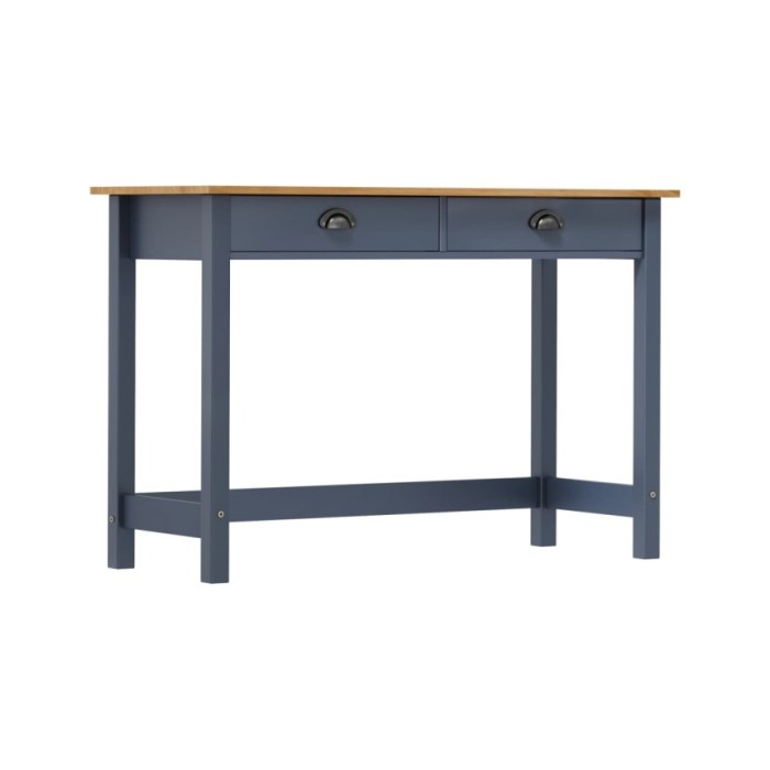 Table console avec 2 tiroirs Gris 110x45x74 cm Pin solide