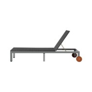Chaise longue avec roues Résine tressée Noir