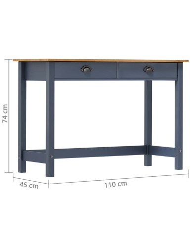 Table console avec 2 tiroirs Gris 110x45x74 cm Pin solide