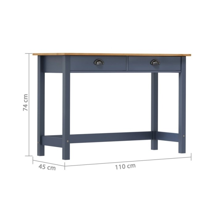 Table console avec 2 tiroirs Gris 110x45x74 cm Pin solide