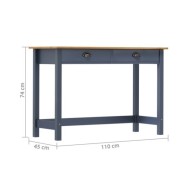 Table console avec 2 tiroirs Gris 110x45x74 cm Pin solide
