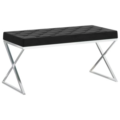 Banc 97 cm Noir Velours et acier inoxydable