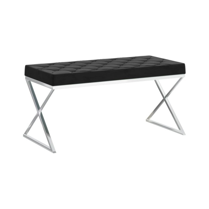 Banc 97 cm Noir Velours et acier inoxydable