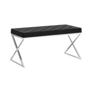 Banc 97 cm Noir Velours et acier inoxydable
