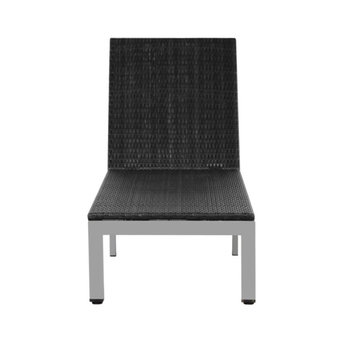 Chaise longue avec roues Résine tressée Noir