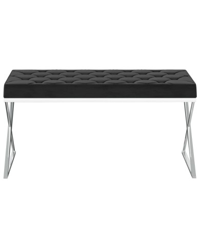 Banc 97 cm Noir Velours et acier inoxydable