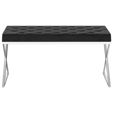 Banc 97 cm Noir Velours et acier inoxydable