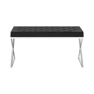 Banc 97 cm Noir Velours et acier inoxydable